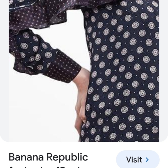 Banana Republic Foulard Silk Ruffle Dress Navy Size L - Picture 15 of 15